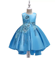 Little girl's high low satin prom dress