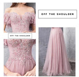 Pink embroidered tulle event dress