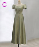 Calf length long green bridesmaid dresses