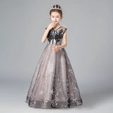 Sleeveless embroidered prom dress for little girl
