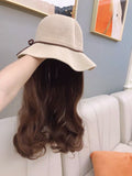 Knitting hat with wigs 50cm curly hair