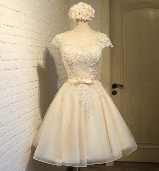 Short wedding dress lace embroidered party dress prom dress homecoming dress