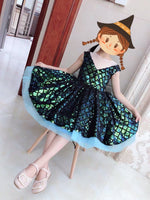 Green sequin dress for little girl sparkly green ball gown