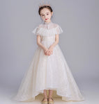 Tailing champagne flower girl dress sequin