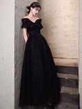Sparkly black prom dress long