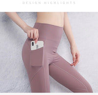 Woman’s 7/10 length sport pants running pants with pocket for cellphone