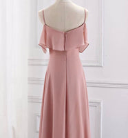 Floor length long pink chiffon bridesmaid dresses