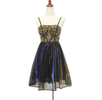 Spaghetti straps bling bling short prom dress sequin evening dress