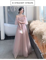 Floor length long pink bridesmaid dresses