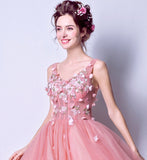 Applique short prom dress