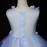 Sleeveless little girl's sky blue applique ball gown