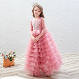 Little girl's pink tulle ball gown