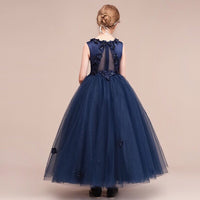 Little girl's royal blue long dress backless