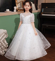 Sparkly white prom dress for girl