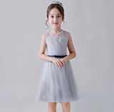 Grey prom dress for little girl tulle lace dress