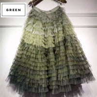 Big hemlines tulle tutu green skirt