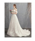 Champagne simple wedding dress embroidered