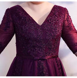 Half sleeve embroidered big size event dress
