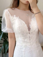 Short sleeve white mermaid wedding dress