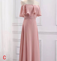 Floor length long pink chiffon bridesmaid dresses