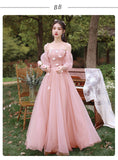 Long tulle prom dress pink bridesmaid dresses