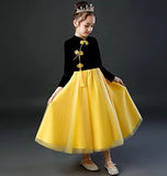 High neckline Little girl's yellow ball gown