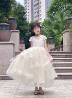 Champagne ball gown for little girl tiered