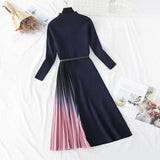 Long sleeve black / dark blue purple knitted dress