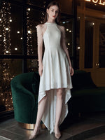 Sequin halter evening dress white