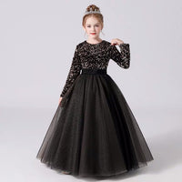 Sequin ball gown long sleeve red black sparkly ball gown