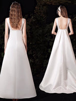 Sleeveless white prom dress
