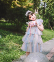 sparkly rainbow dress for little girl