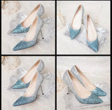 Blue silver sequin wedding shoes
