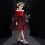 Little girl's short burgundy party dress