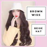 Black hat and long wavy wigs