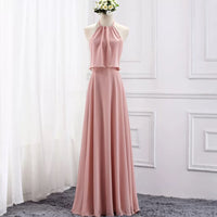 Floor length long pink chiffon bridesmaid dresses