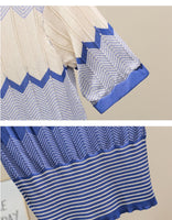 Blue striped knitting outfits