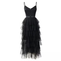 Spaghetti straps black short tulle dress holiday dress homecoming dress prom dress