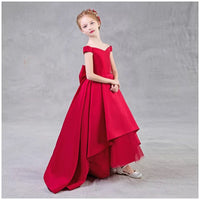Little girl's red tailed ball gown