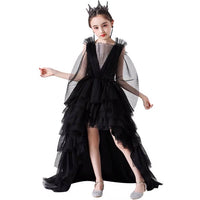 High low ball gown for little girl black white