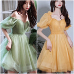 Green bridesmaid dress yellow prom dress
