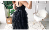 Spaghetti straps black short tulle dress holiday dress homecoming dress prom dress