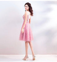 Pink sequin short prom dress homecoming dress