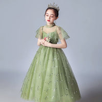 Sparkly green party wear dress for girl