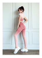 Gradient grey pink sport suits sportswear legging