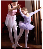 Long sleeve ballet dress black lavender purple pink blue dance dress