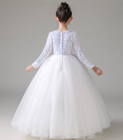 White sequin prom dress for little girl