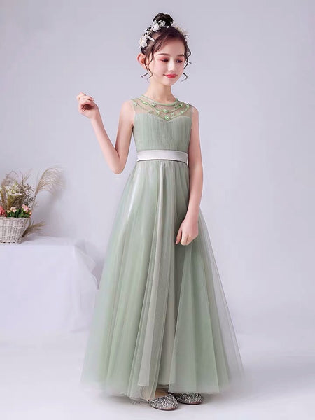 Mint green flower girl dress prom dress