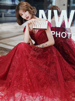 Embroidered red event dress