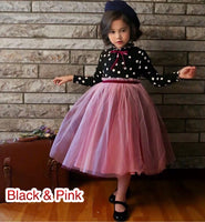 Little girl's long sleeve dots tulle dress